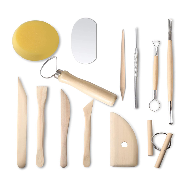 Model Kit Tool Set - 13-teiliges Töpferton-Modellierwerkzeug-Set, doppelseitiges Tonmodellierwerkzeug-Set, Holz-Modellierwerkzeug-Set