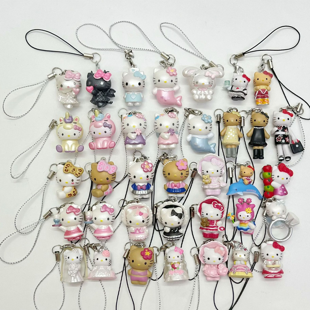 Model Kit Mobil - Niedlicher 3D-Hello-Kitty-Handy-Anhänger, Schlüsselanhänger, Kawaii-Hochzeits-Leopardenmuster, KT-Katzen-Anhänger, Taschenanhänger,