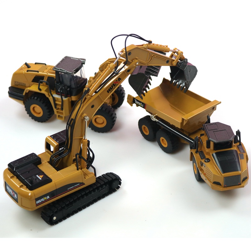 Model Kit Excavator - HUINA 1:50 Muldenkipper Bagger Radlader Druckguss-Metallmodell