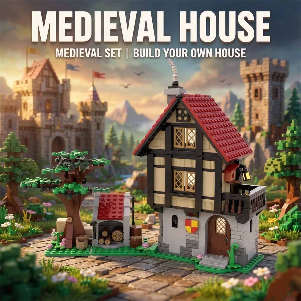 Model Kit Centaur - MOC-82740 Mittelalterliches Haus Baustein-Set 519 Teile