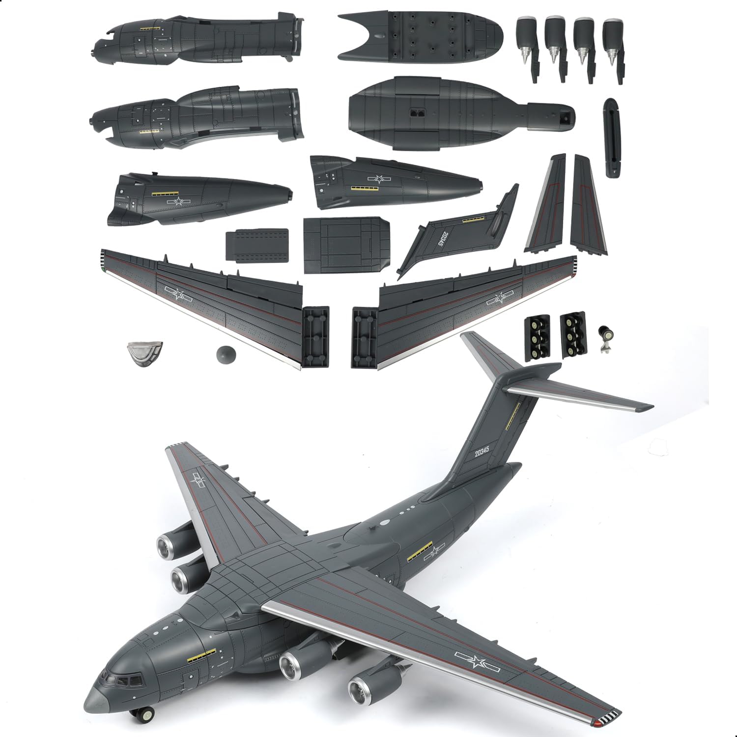 Model Kit Quick - Y-20-Transportflugzeug im Maßstab 1:100, schneller Zusammenbau,
