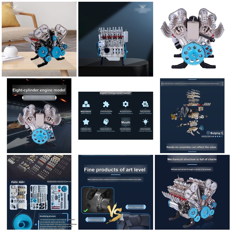 DIY 3D Mechanischer V8-Motor M – Model Kit Engine V8 Bewertung und Preis